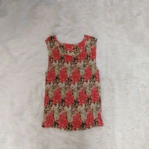 NOTATIONS cream tank top floral pattern folded